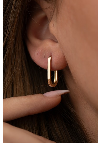 14 Ayar Altın Sade Ataç Küpe Sarı Renk 19.7 mm