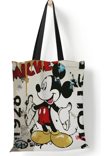 Lingyinteng Disney Kadın Tote Çanta Mickey Mouse Lilo ve Dikiş Kanvas Tote Büyük Kapasiteli Alışveriş Çantası Kız Omuz Çantası (Yurt Dışından)