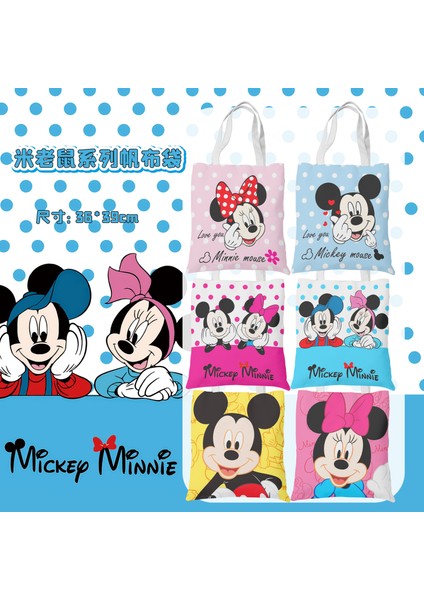 Lingyinteng Mickey Mouse Donald Duck Öğrenci Kanvas Kadın Omuz Taşınabilir Çok Yönlü Basit Edebi Alışveriş Kanvas Çanta (Yurt Dışından)