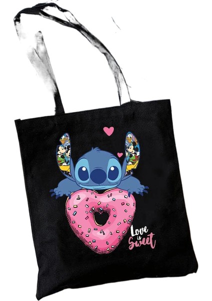 Lingyinteng Y2K Disney Dikişli Tote Shopper Kanvas Çanta Eko Lilo ve Dikiş Alışveriş Çantası Kadın Tote Harajuku Kadın (Yurt Dışından)