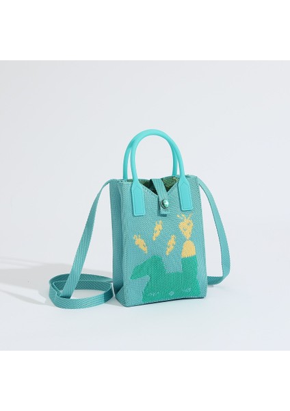 Lingyinteng Örme Cep Telefonu Çantası Niş Tasarım Karikatür Iyi Şanslar ve Servet Mini Cep Telefonu Çantası Çok Yönlü Kedi Örme Crossbody Çanta (Yurt Dışından)