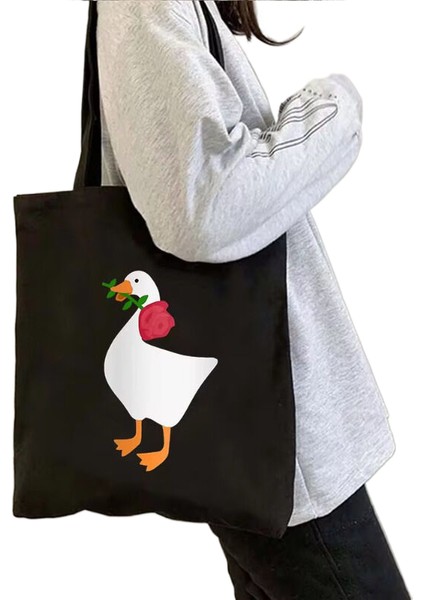 Lingyinteng Sevimli Moda Karikatür Hayvan Omuz Kanvas Tote Çanta Omuz Çantası Alışveriş Çantası (Yurt Dışından)