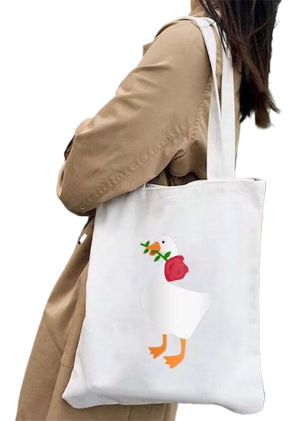 Lingyinteng Sevimli Moda Karikatür Hayvan Omuz Kanvas Tote Çanta Omuz Çantası Alışveriş Çantası (Yurt Dışından)