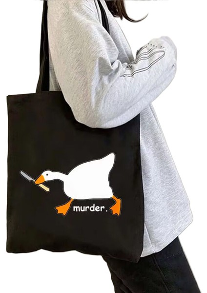 Lingyinteng Sevimli Moda Karikatür Hayvan Omuz Kanvas Tote Çanta Omuz Çantası Alışveriş Çantası (Yurt Dışından)