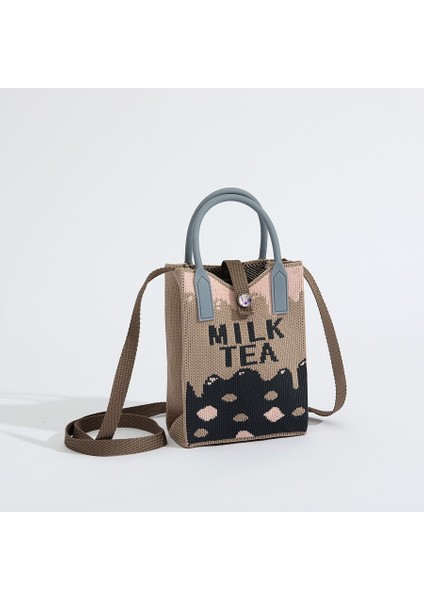Lingyinteng Örme Cep Telefonu Çantası Niş Tasarım Karikatür Iyi Şanslar ve Servet Mini Cep Telefonu Çantası Çok Yönlü Kedi Örme Crossbody Çanta (Yurt Dışından)