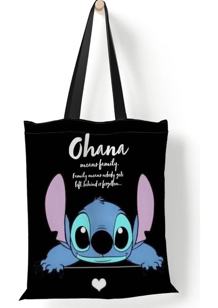 Lingyinteng Disney Kadın Tote Çanta Mickey Mouse Lilo ve Dikiş Kanvas Tote Büyük Kapasiteli Alışveriş Çantası Kız Omuz Çantası (Yurt Dışından)