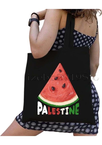 Lingyinteng Bu Bir Karpuz Değil Kanvas Tote Çanta Büyük Kapasiteli Seyahat Alışveriş Süpermarket Çantası Moda Basit Omuz Çantası Organizatör (Yurt Dışından)
