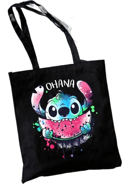 Lingyinteng Y2K Disney Dikişli Tote Shopper Kanvas Çanta Eko Lilo ve Dikiş Alışveriş Çantası Kadın Tote Harajuku Kadın (Yurt Dışından)