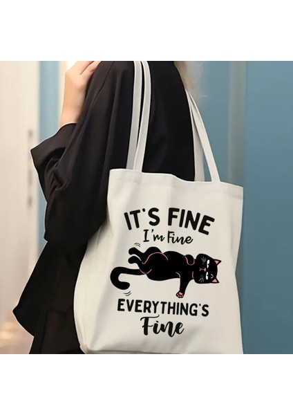 Lingyinteng Kadın Tote Çanta Bu Güzel Ben Ince Baskı Kanvas Alışveriş Çantası Karikatür Harajuku Kedi Kadın Işe Gidiş-Dönüş Çantası Tote Çanta (Yurt Dışından) fiyatları