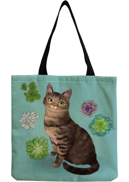 Lingyinteng Sevimli Kedi Günlüğü Boyama Tote Çanta Kızlar Için Kedi Kaleci Sanat Moda Seyahat Çantası Kadınlar Için Rahat Eko Alışveriş Yüksek Kaliteli Katlanabilir Tote Çanta (Yurt Dışından)
