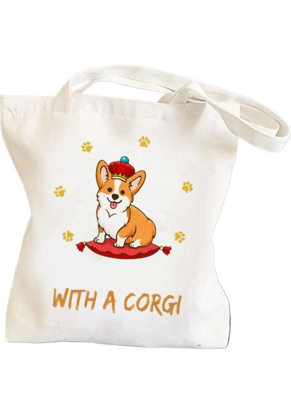 Lingyinteng Karikatür Eğlenceli Kawaii Sanat Baskı Çanta Omuzdan Askili Çanta Rahat Alışveriş Kız Çanta Kadın Kanvas Çanta (Yurt Dışından)