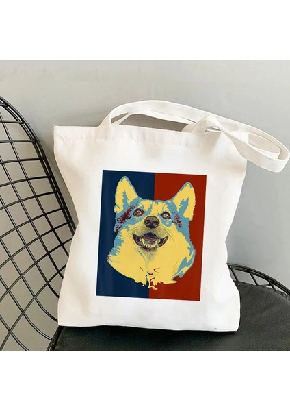 Lingyinteng Karikatür Eğlenceli Kawaii Sanat Baskı Çanta Omuzdan Askili Çanta Rahat Alışveriş Kız Çanta Kadın Kanvas Çanta (Yurt Dışından)