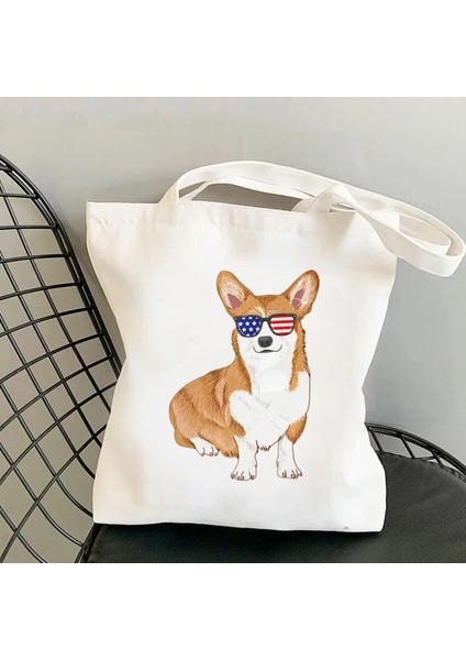 Lingyinteng Karikatür Eğlenceli Kawaii Sanat Baskı Çanta Omuzdan Askili Çanta Rahat Alışveriş Kız Çanta Kadın Kanvas Çanta (Yurt Dışından)