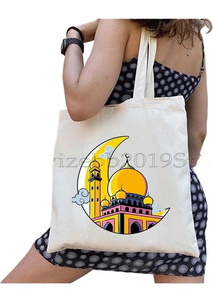 Lingyinteng Bu Bir Karpuz Değil Kanvas Tote Çanta Büyük Kapasiteli Seyahat Alışveriş Süpermarket Çantası Moda Basit Omuz Çantası Organizatör (Yurt Dışından)