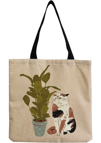 Lingyinteng Sevimli Kedi Günlüğü Boyama Tote Çanta Kızlar Için Kedi Kaleci Sanat Moda Seyahat Çantası Kadınlar Için Rahat Eko Alışveriş Yüksek Kaliteli Katlanabilir Tote Çanta (Yurt Dışından)