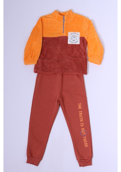 Erkek Çocuk Peluş Alt Üst Takım Baskılı D42