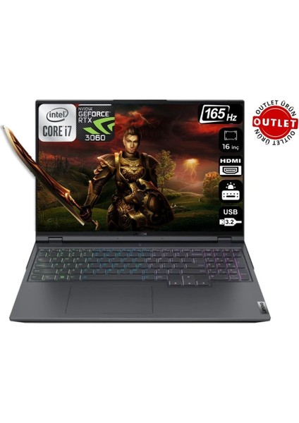 Legion 5 Pro İntel Core i7 11800H 16GB 2TB SSD RTX3060 16" Wqxga 165Hz W11H Taşınabilir Bilgisayar 82JD002ATX-06(OUTLET)