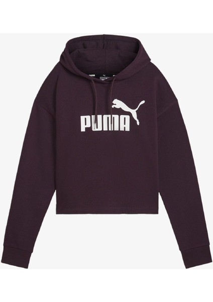 Ess Cropped Logo Hoodie 586869 Midnight Plum
