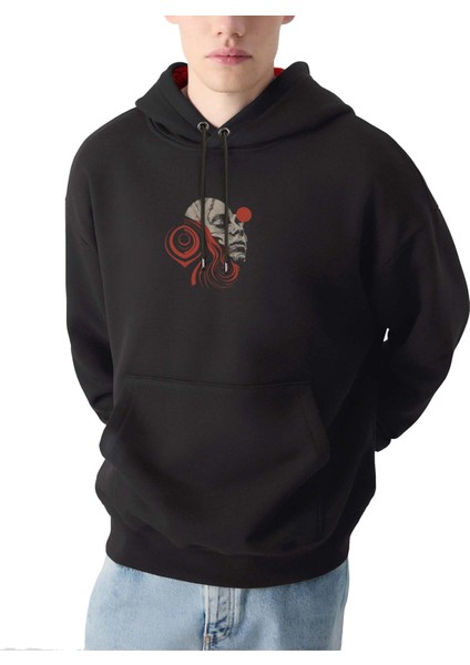 Surreal Face Tasarım Kapşonlu Sweatshirt