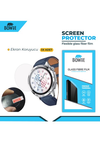 Huawei Watch Gt 5 Pro 46MM Için Full Kaplama Nano Tempered Ekran Koruyucu 3 Adet Set