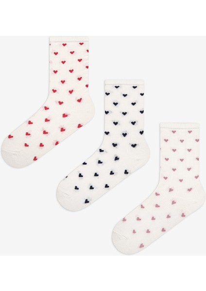 Colored Heart 3lü Soket Çorap