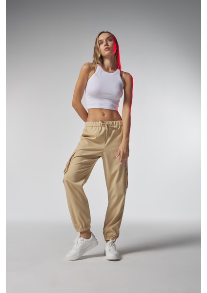 Bej Kargo Cepli Pantolon