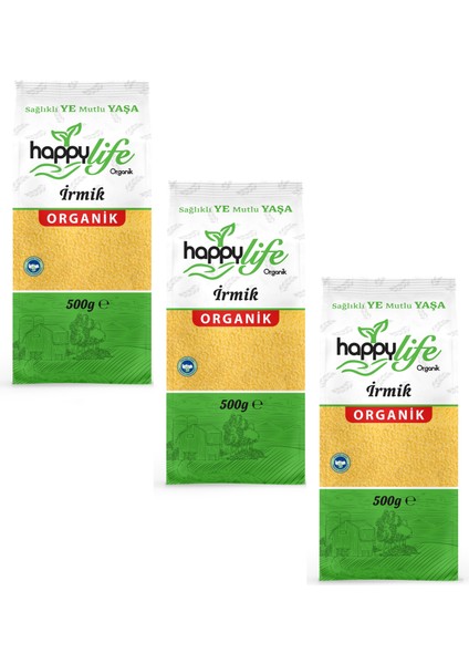 Happy Life Organik İrmik 500Gr X 3 Adet