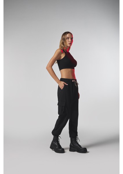 Siyah Kargo Cepli Pantolon modelleri