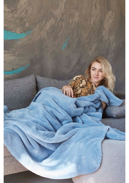 Deluxe Wellsoft Tv Battaniyesi Indigo Mavi Tek Kişilik Battaniye 150x200 Cm