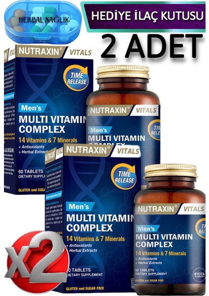 Multivitamin Men's Erkeklere Özel 60 Tablet x 2 Adet + İlaç Kutusu