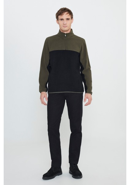 Standart Fit Dik Yaka Içi Polarlı Çift Renk Polar Sweatshirt fiyatları