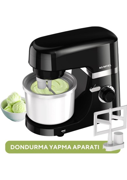 Siyah Hamur Yoğurma 1800WATT 4.5lt Dondurma Yapma Aprt. Sm-02