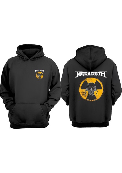Danger Megadeth Tasarım Ön Arka Baskılı Normal Kalıp Siyah Sweatshirt