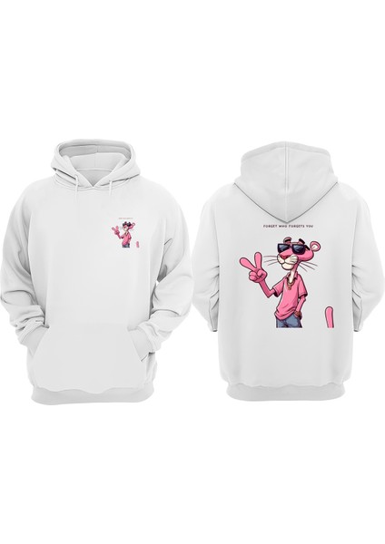 Unisex Forget Who Forgets You Tasarım Ön Arka Baskılı Normal Kalıp Beyaz Sweatshirt