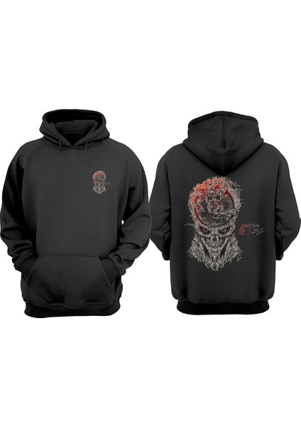 Unisex Your Time Is Done Tasarım Ön Arka Baskılı Normal Kalıp Siyah Sweatshirt