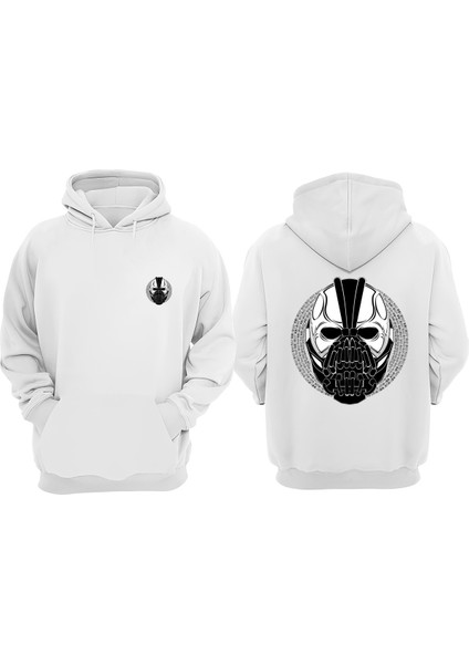 Unisex Marvel Agızlıklı Karakter Tasarım Ön Arka Baskılı Normal Kalıp Beyaz Sweatshirt