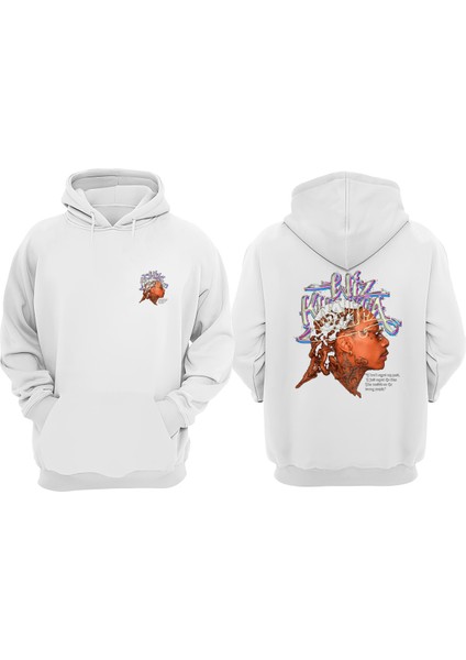 Unisex America Pılot Glasses North Dakota Tasarım Ön Arka Baskılı Normal Kalıp Beyaz Sweatshirt