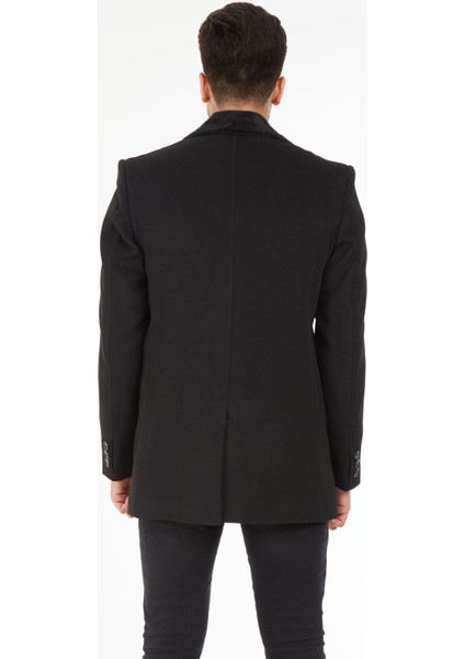 1661 Yaka Kürkü Çıkmalı Yünlü Kaşe Siyah Erkek Kaban fırsatları