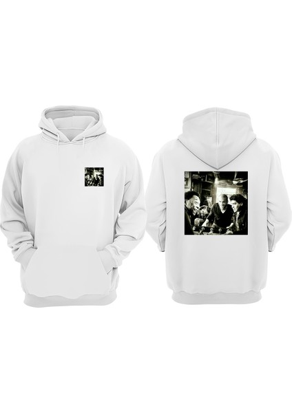 Unisex Zidane Pele Maradonna Maradona Tasarım Ön Arka Baskılı Normal Kalıp Beyaz Sweatshirt