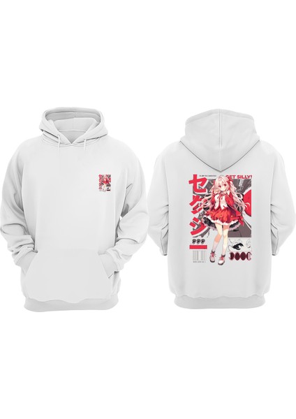 Unisex Get Silly! Tasarım Ön Arka Baskılı Normal Kalıp Beyaz Sweatshirt