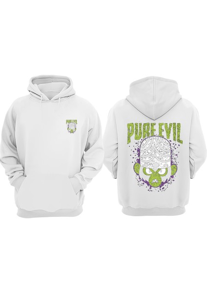 Unisex Mojo Jojo Pure Evil Tasarım Ön Arka Baskılı Normal Kalıp Beyaz Sweatshirt