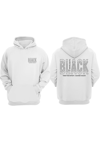 Unisex Black Tasarım Ön Arka Baskılı Normal Kalıp Beyaz Sweatshirt