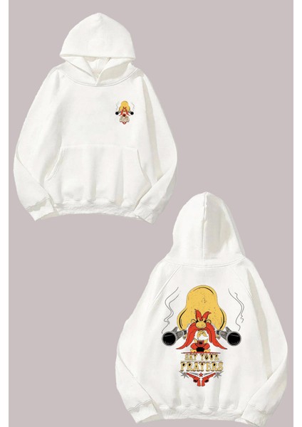 Unisex Say Your Prayers Tasarım Ön Arka Baskılı Normal Kalıp Beyaz Sweatshirt