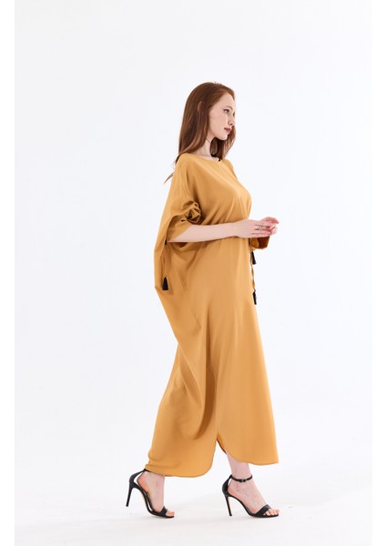 Manşetli Ip Püsküllü Viskon Kimono | KMN35008