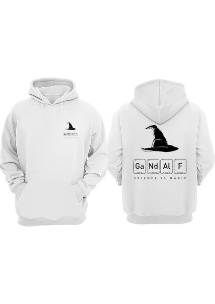 Unisex Gandalf Tasarım Ön Arka Baskılı Normal Kalıp Beyaz Sweatshirt
