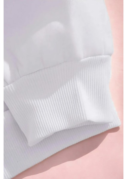 Unisex Metallıca Sarı Kuru Kafa Tasarım Ön Arka Baskılı Normal Kalıp Beyaz Sweatshirt modelleri