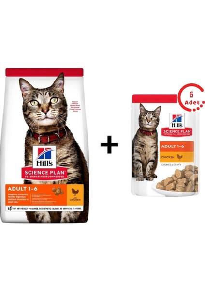 Tavuk Etli Yetişkin Kedi Maması 3 kg + 6 Adet Hill's Gravy Tavuklu Yetişkin Kedi Konservesi 85 gr