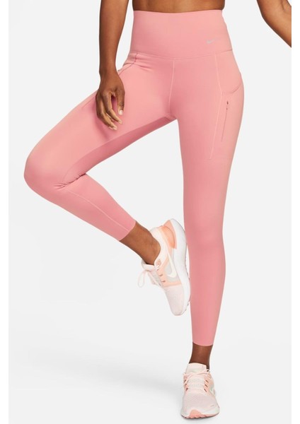 Trainng Go Dri Fit Infinalock High Rise 7/8 Leggings 6 Cepli Toparlayıcı Yüksek Belli Reflektörlü Antrenman Taytı Pembe