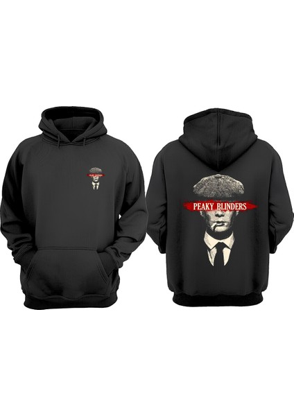 Unisex Tommy Tasarım Ön Arka Baskılı Normal Kalıp Siyah Sweatshirt