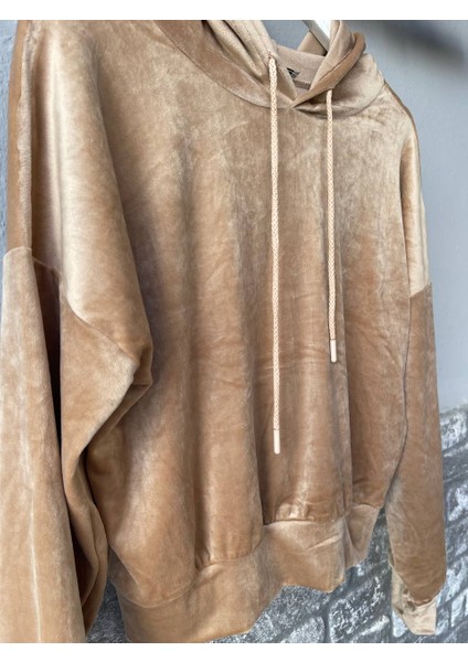 Kadın Sweat Kadife Uzun Kollu Kapişonlü fiyatları